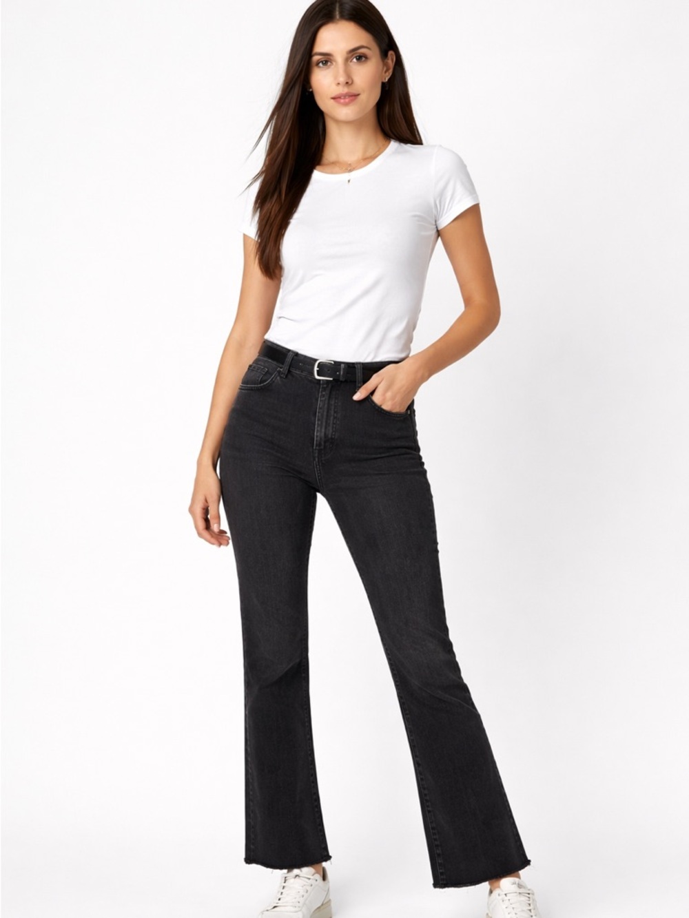 FRAME Le Crop Mini Boot Jeans Black Raw Hem Size 27 Stretch Denim